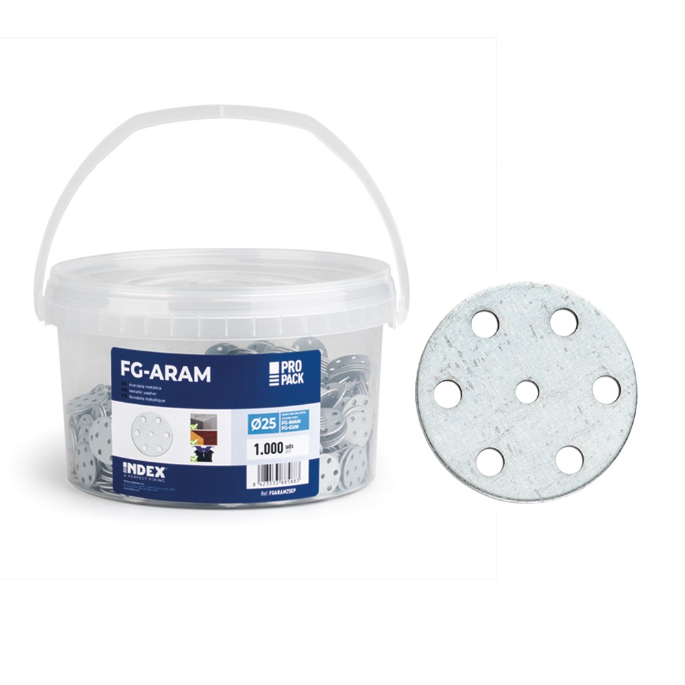 FG-ARAM EP [CP] Accesorios para instalar con pistola de gas. Arandela metálica. Bote de plástico